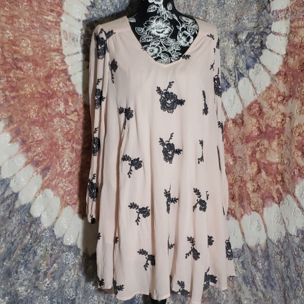 Free People embroidered pink tunic dress